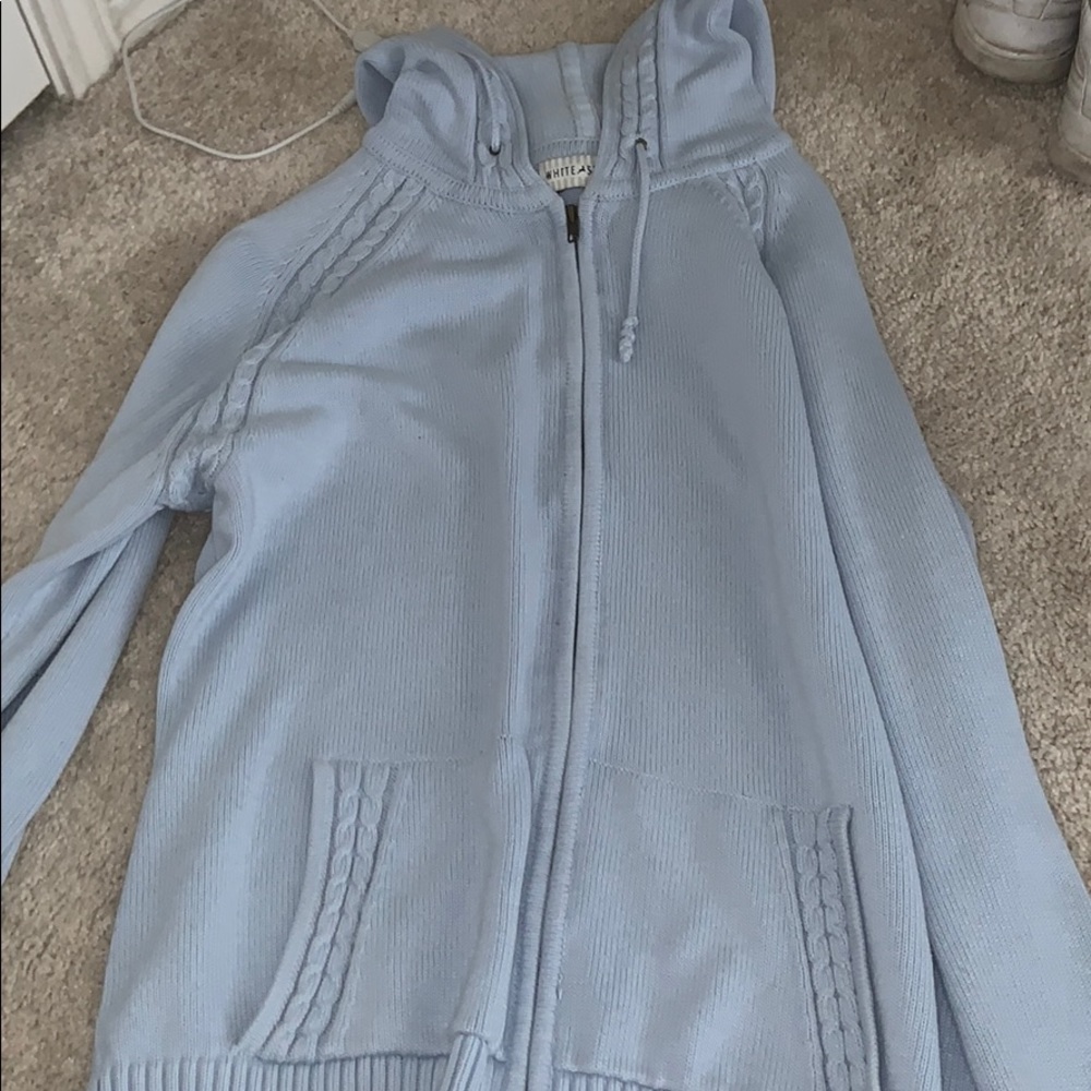 blue quilted jacket